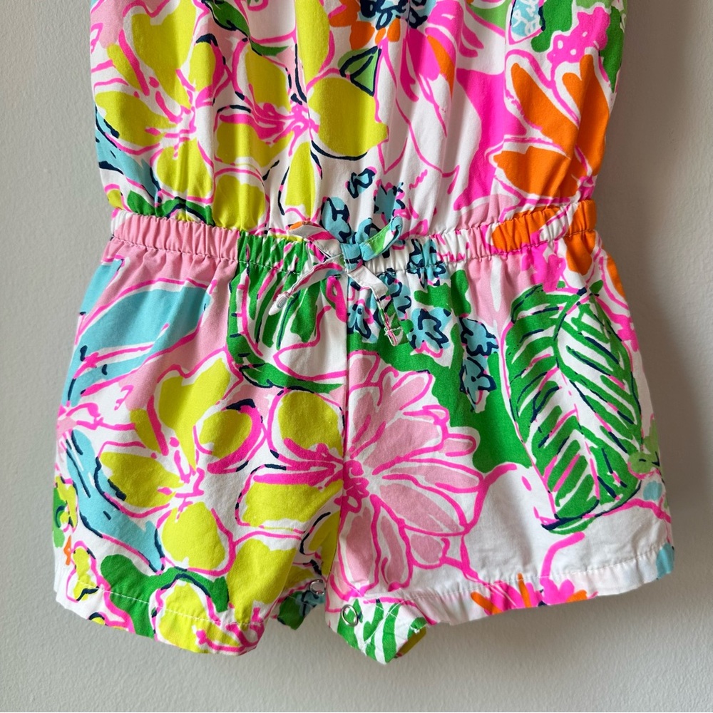Lilly Pulitzer Bright Pink Floral Nosey Posey Romper Size 18 Months - Picture 4 of 11